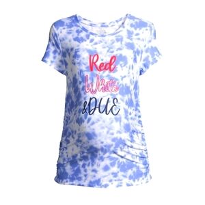 Time and Tru NWT Women's Short Sleeve Maternity "Red, White & Due" Top 585
